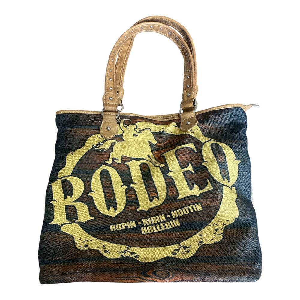 Montana West Rodeo Canvas Tote Bag Western Studded Cowgirl Shoulder Bag Graphic